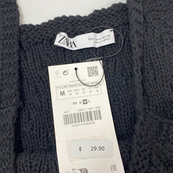 Zara Black Cream Crochet Top Medium NWT - Picture 5 of 6